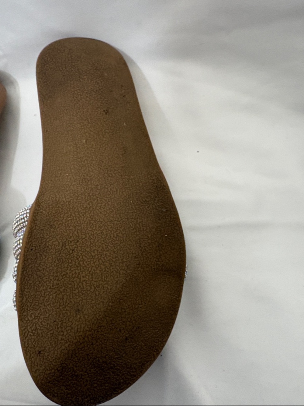 XOXO Tan Slide Sandals with Iridescent Crystal-Strap Detail - Picture 6 of 7